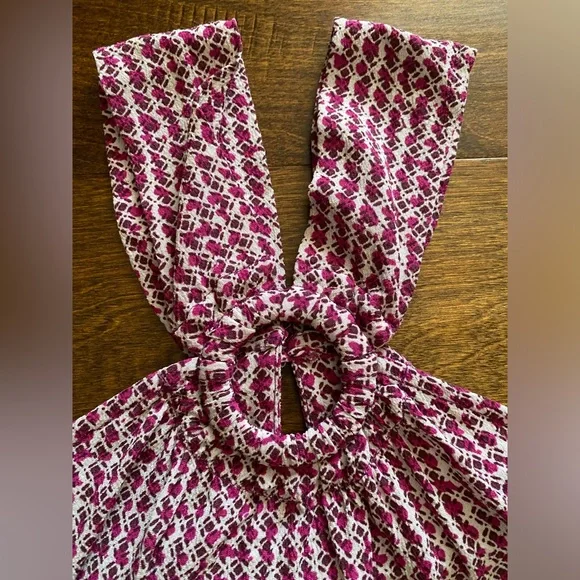 Maeve By Anthropologie Halter Neck Tank, Size 2, Pink/Burgundy/Cream - Picture 6 of 9